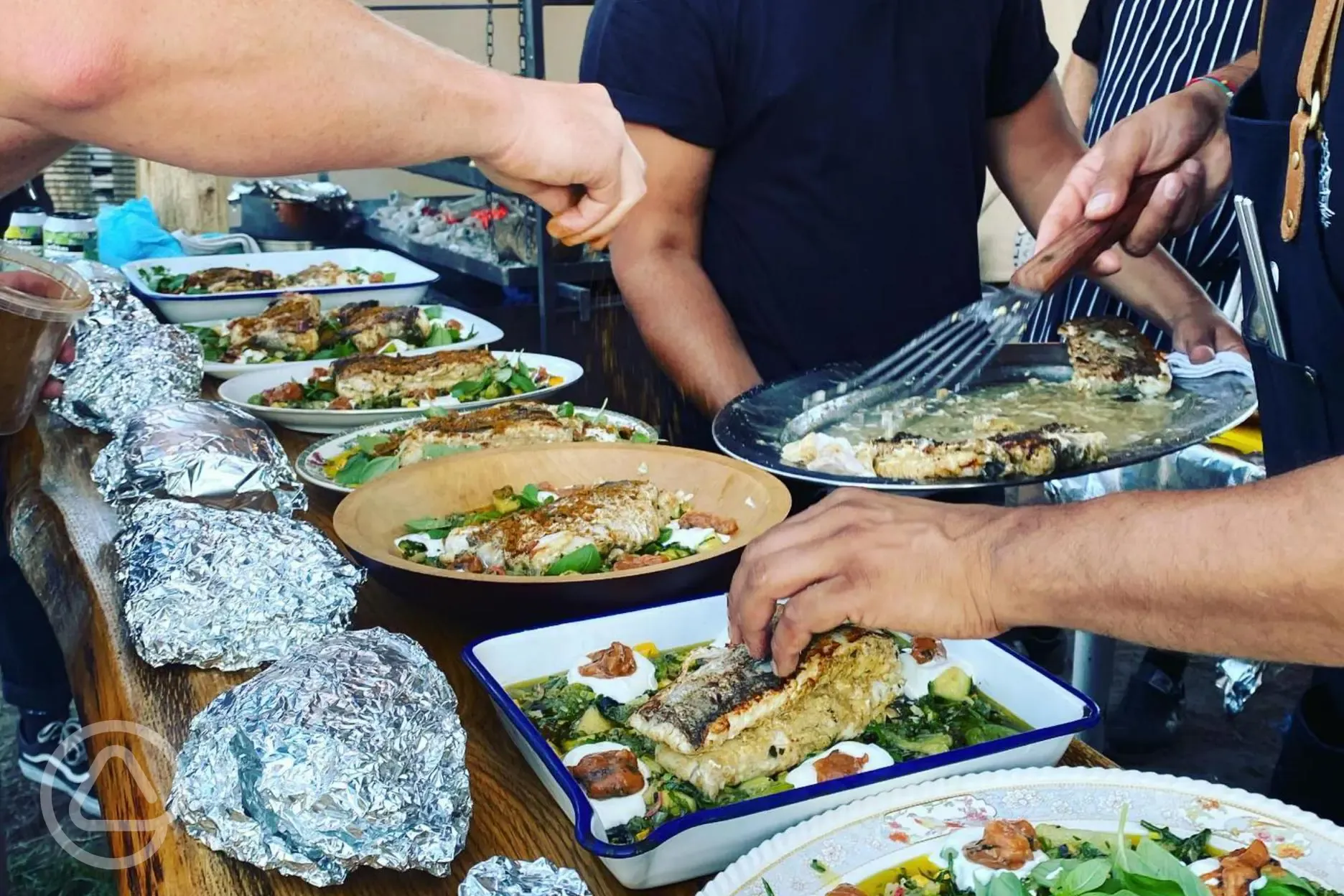 Fresh food available from the wood-fired kitchen