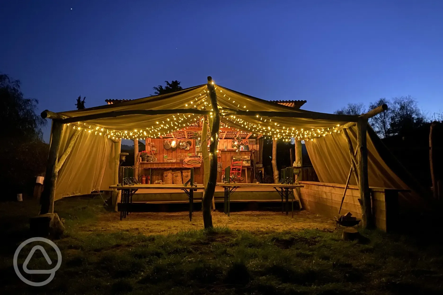 Dining tent at night