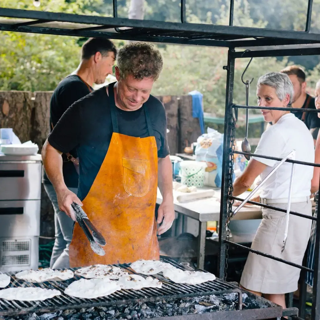 Outdoor wood-fired kitchen