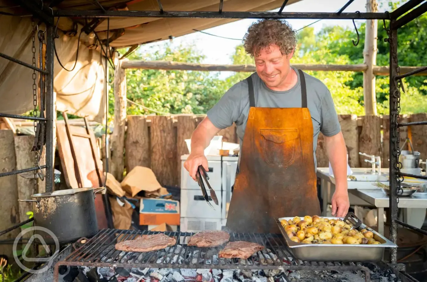 Outdoor wood-fired kitchen