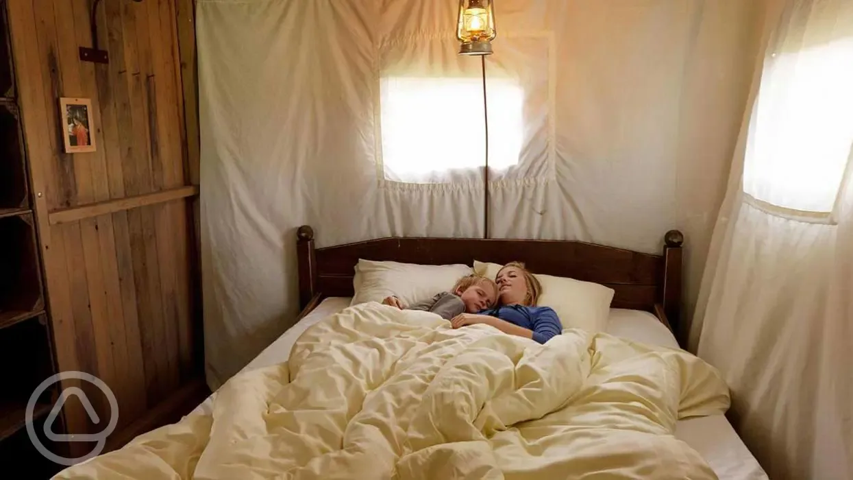 Canvas lodge bedroom