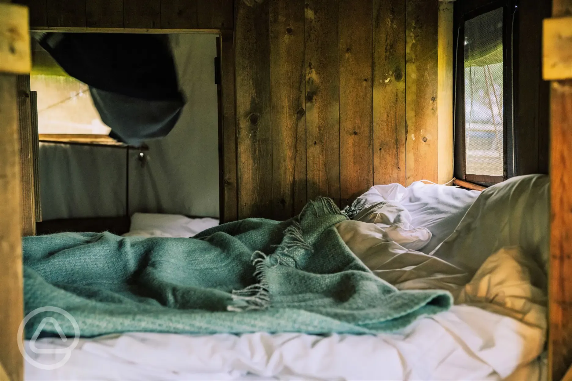 Canvas lodge bedroom