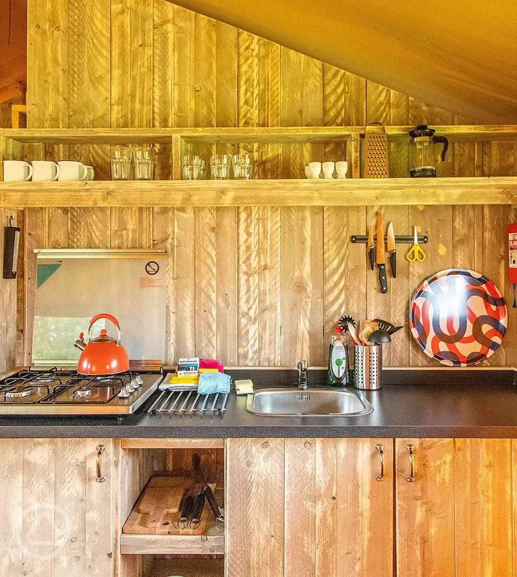 Safari tent kitchen
