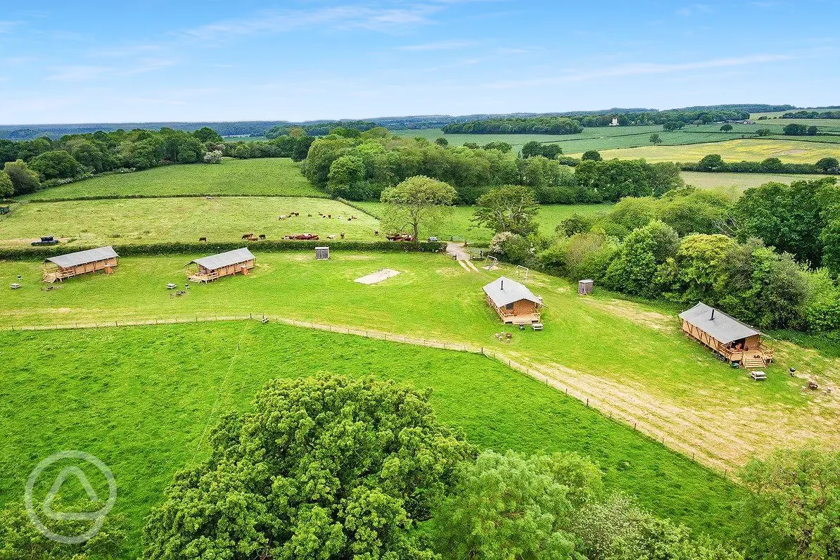 Aerial of the safari tents