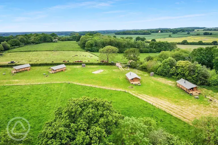 Aerial of the safari tents