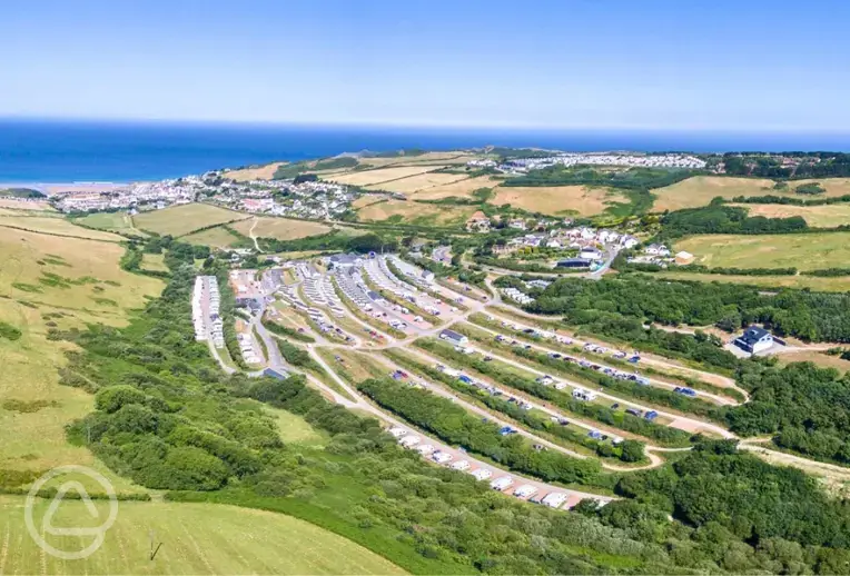 Aerial of the campsite and coast