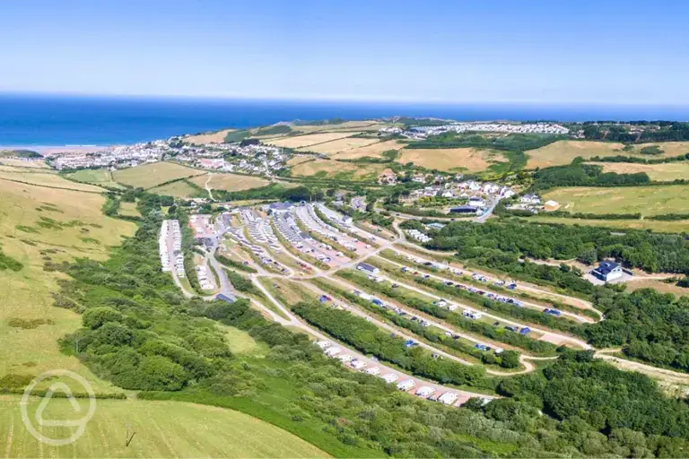 Aerial of the campsite and coast