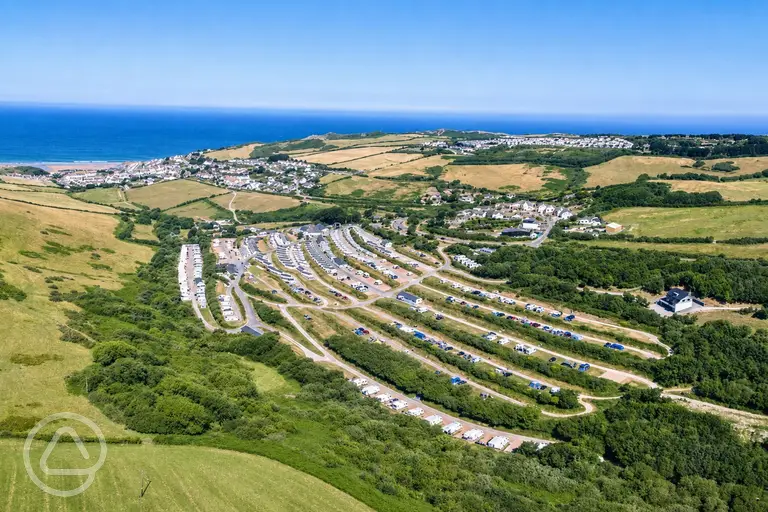 Aerial of the campsite and coast