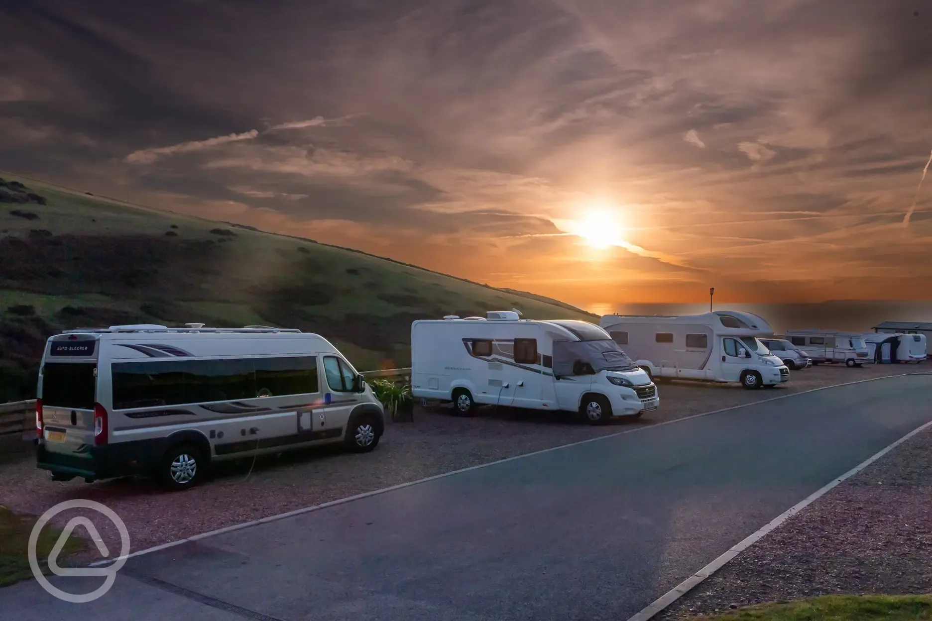 Hardstanding pitch at sunset