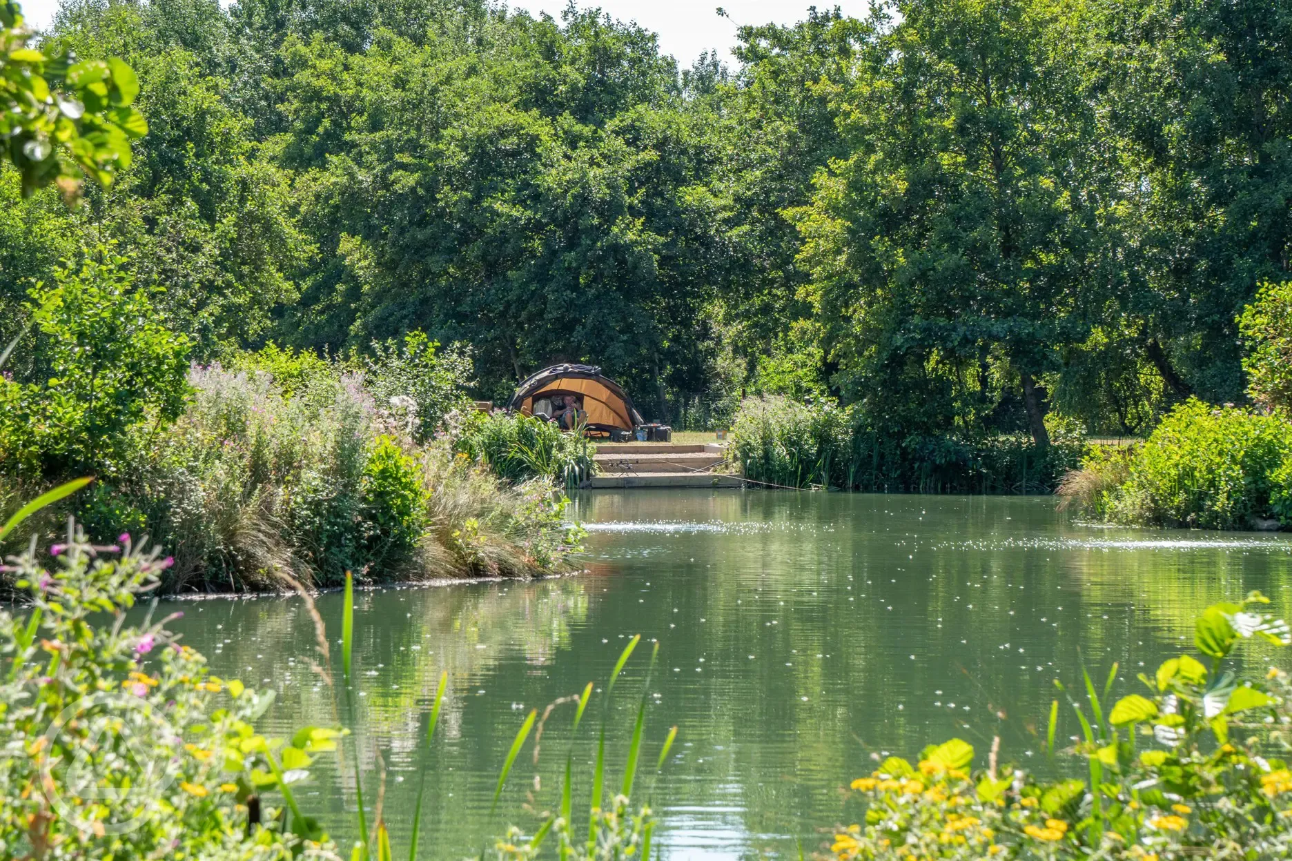 Grass pitches with lakeside views