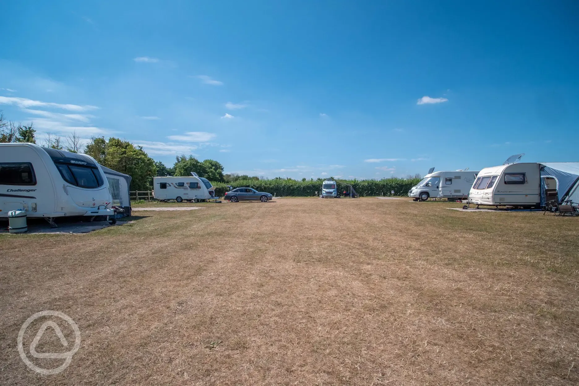 Electric grass and hardstanding pitches with 16 amp hook ups
