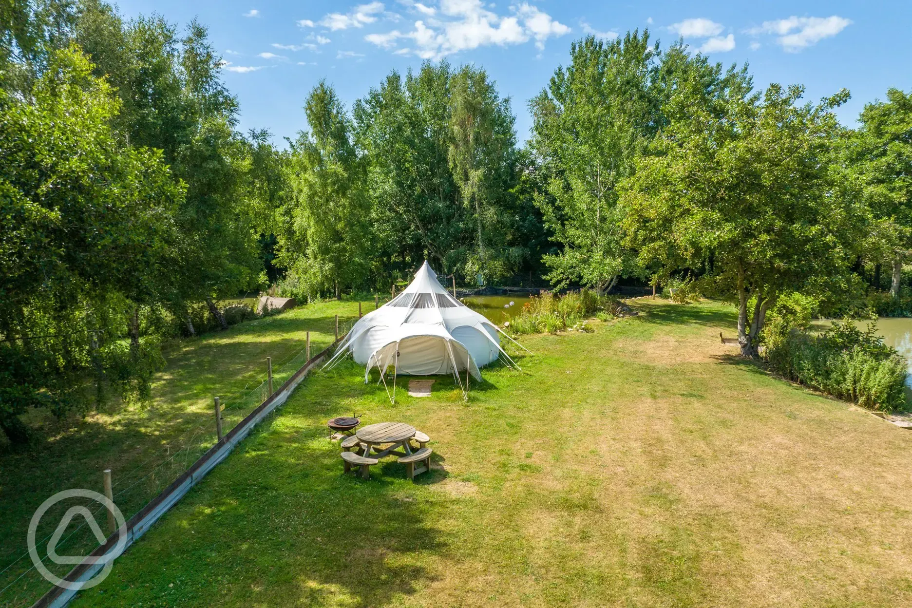 Aerial of a standard Lotus bell tent