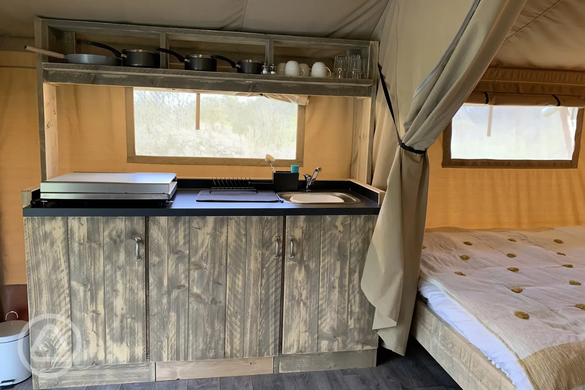 Safari tent kitchen