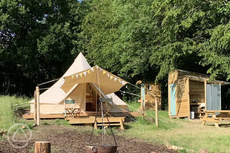 Furnished bell tent at Star Field Camping and Glamping 