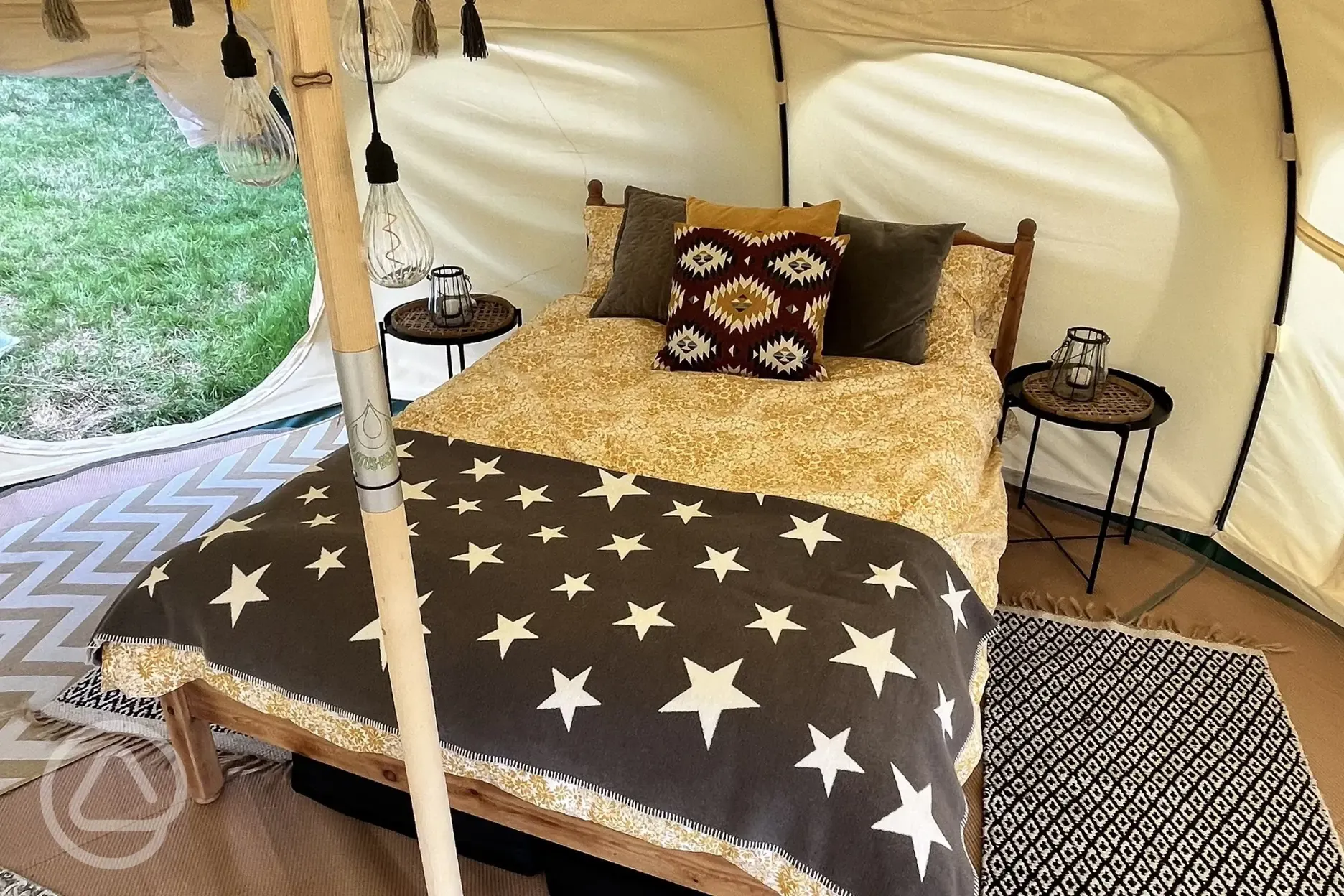 Furnished bell tent interior