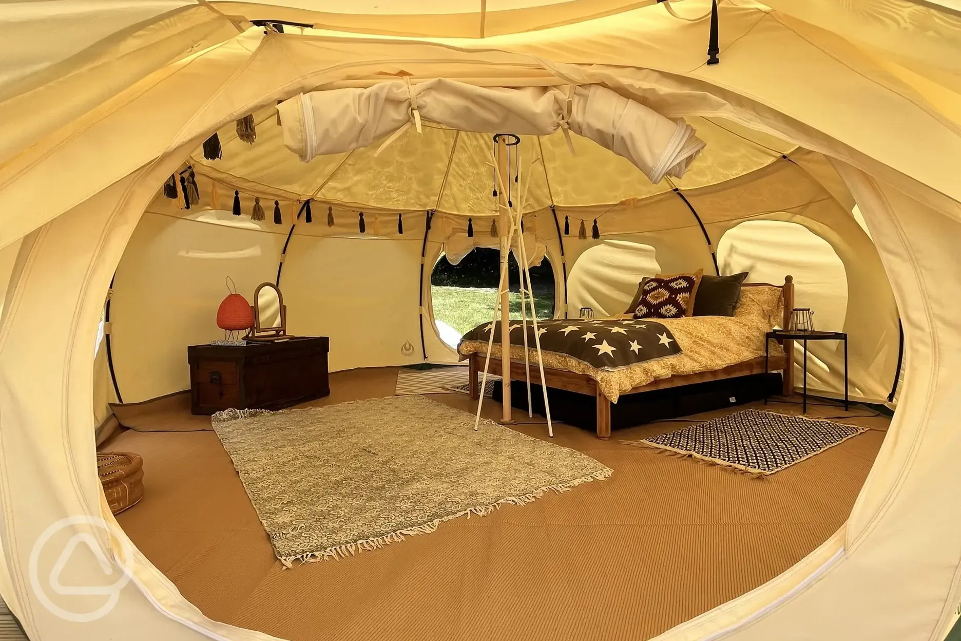 Furnished bell tent interior