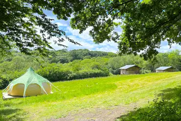 Furnished bell tent beside the safari tents at Star Field Camping and Glamping 