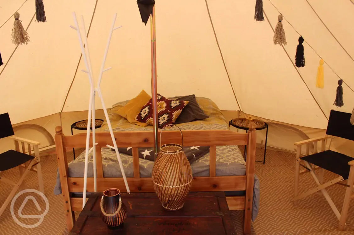 Furnished bell tent interior