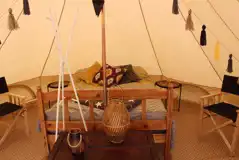 Furnished bell tent interior Furnished bell tent interior