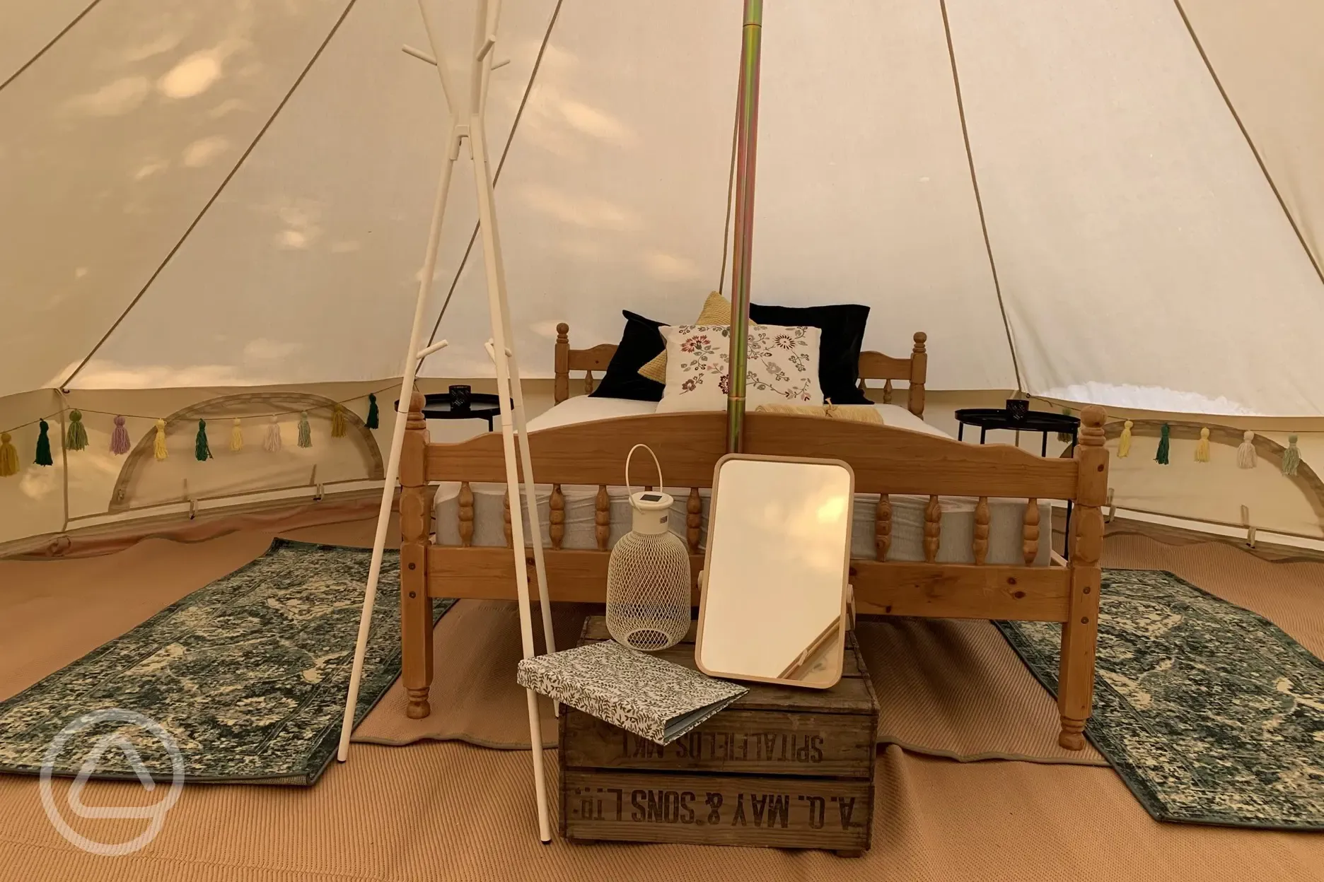 Furnished bell tent interior