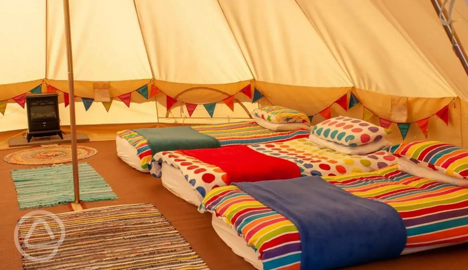 Beds in bell tent