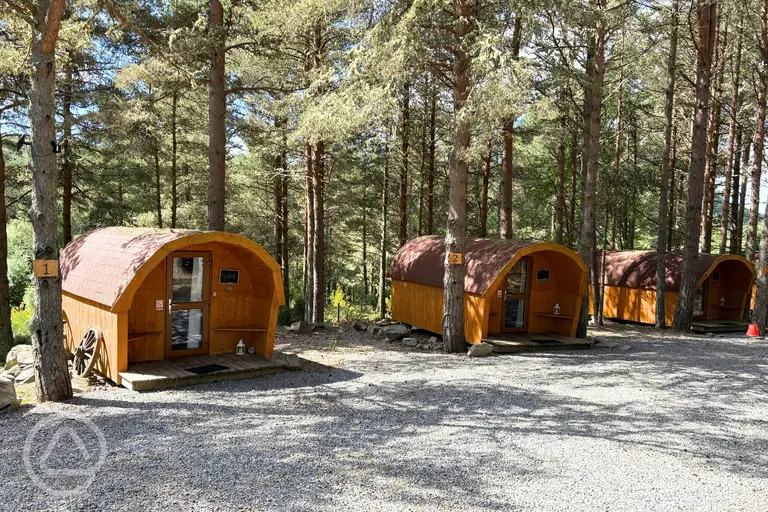 Four person camping pod exterior with private decking