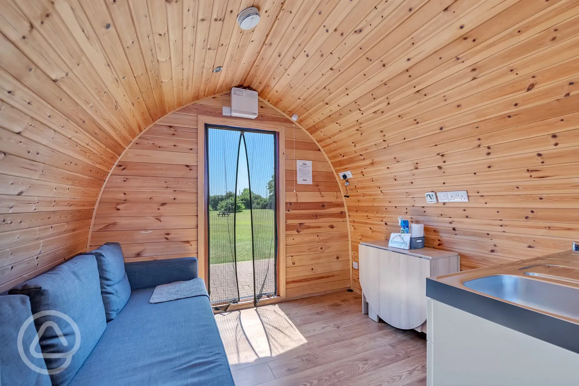 Cosy Family Pod Interior looking out