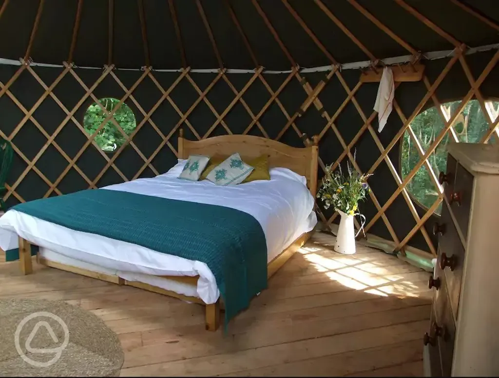 bed in a four person yurt