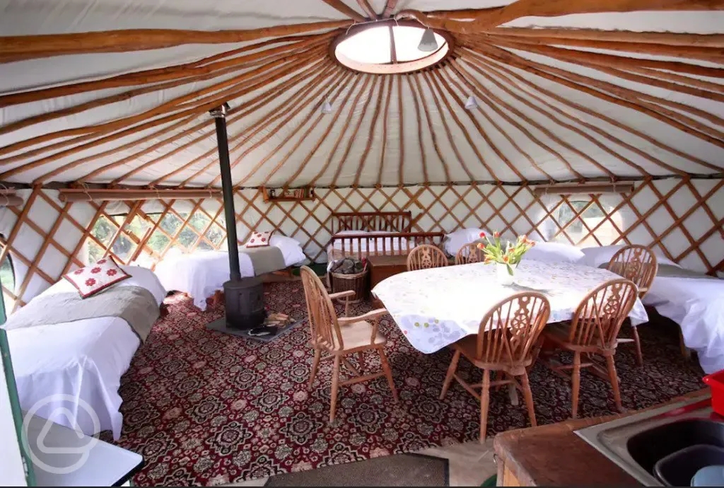yurt interior at night pasture