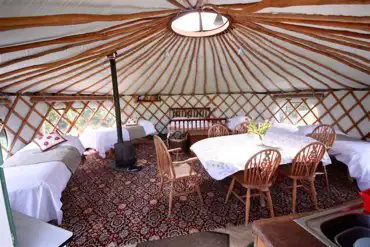 yurt interior at night pasture