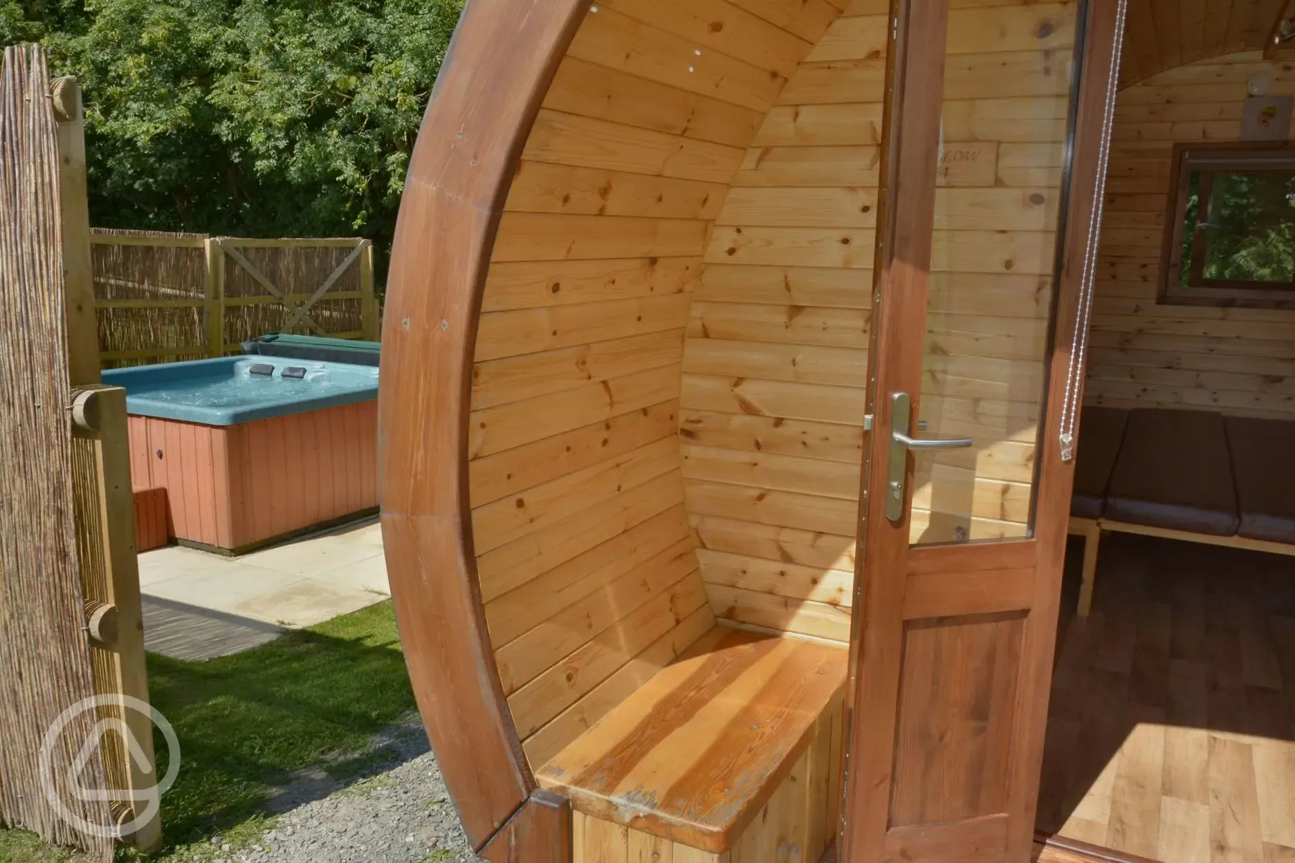 Willow pod with hot tub