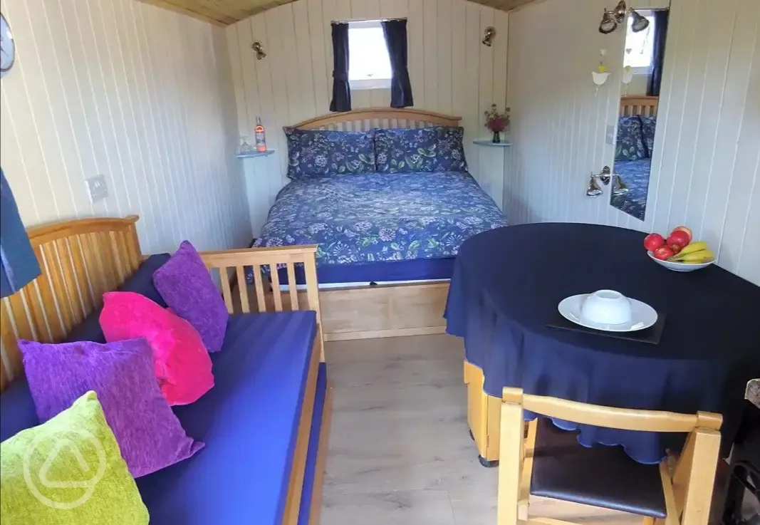 Bluebell shepherd's hut interior