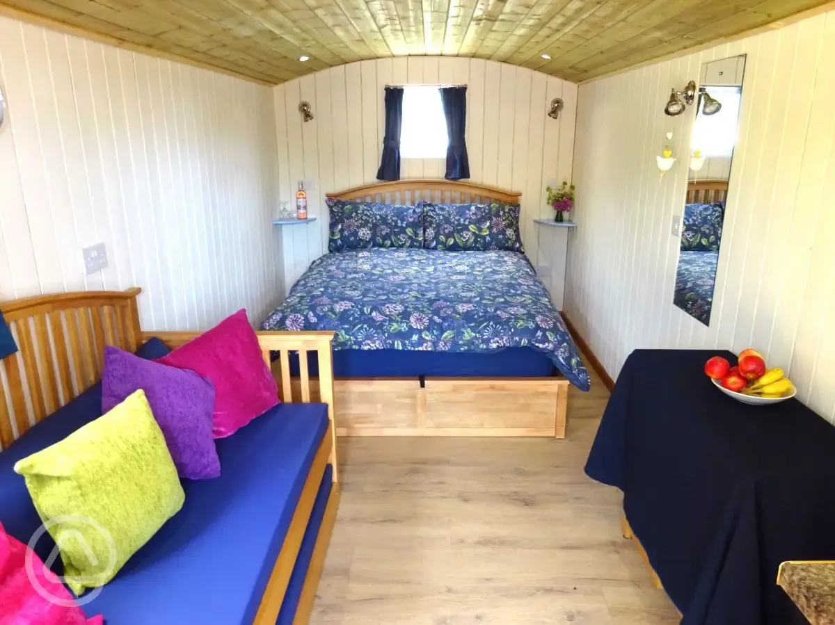 Bluebell shepherd's hut interior