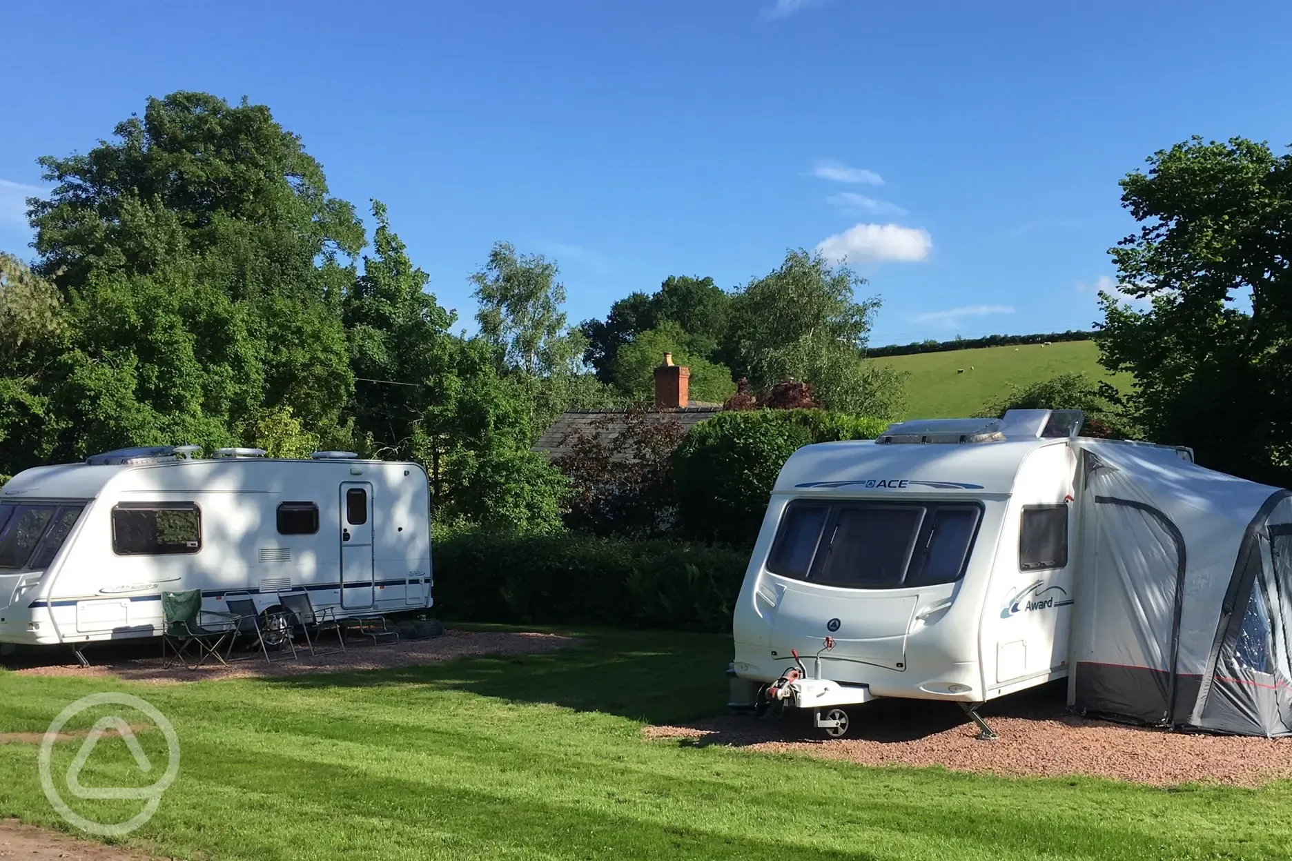 Standard grass gravel pitch Church Cottage Caravan and Camping