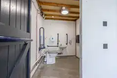 Disabled facilities with handrails, sink and hand dryer Disabled facilities with handrails, sink and hand dryer