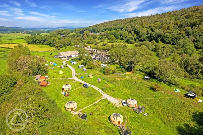 Aerial view of the campsite