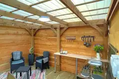 Mini lodge pod outdoor kitchen cabin with stove, kettle, fridge and freezer Mini lodge pod outdoor kitchen cabin with stove, kettle, fridge and freezer