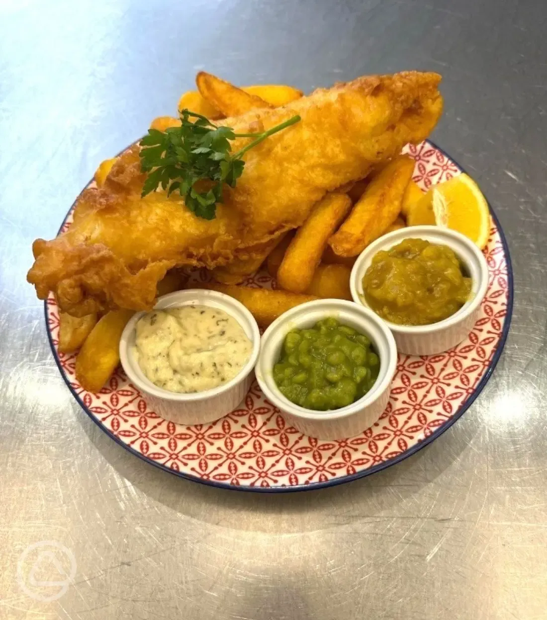 Fish and chips from the onsite pub