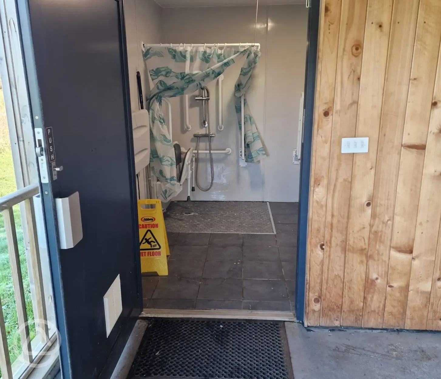 Accessible facilities with grab rails