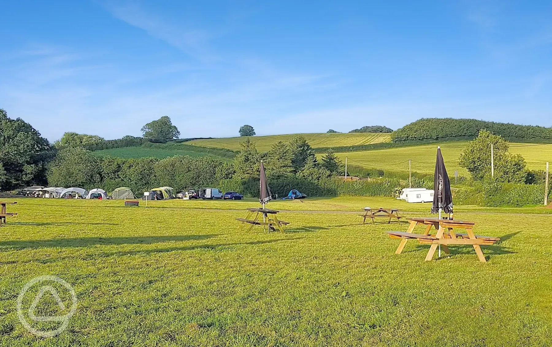 Pub garden overlooking the grass pitches
