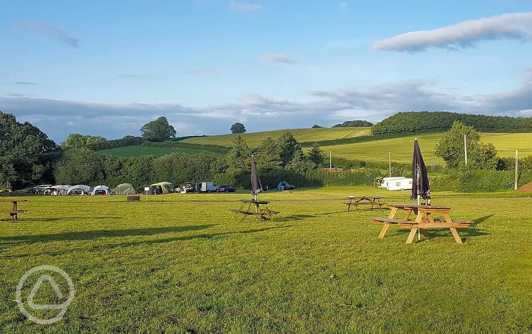 Pub garden overlooking the grass pitches