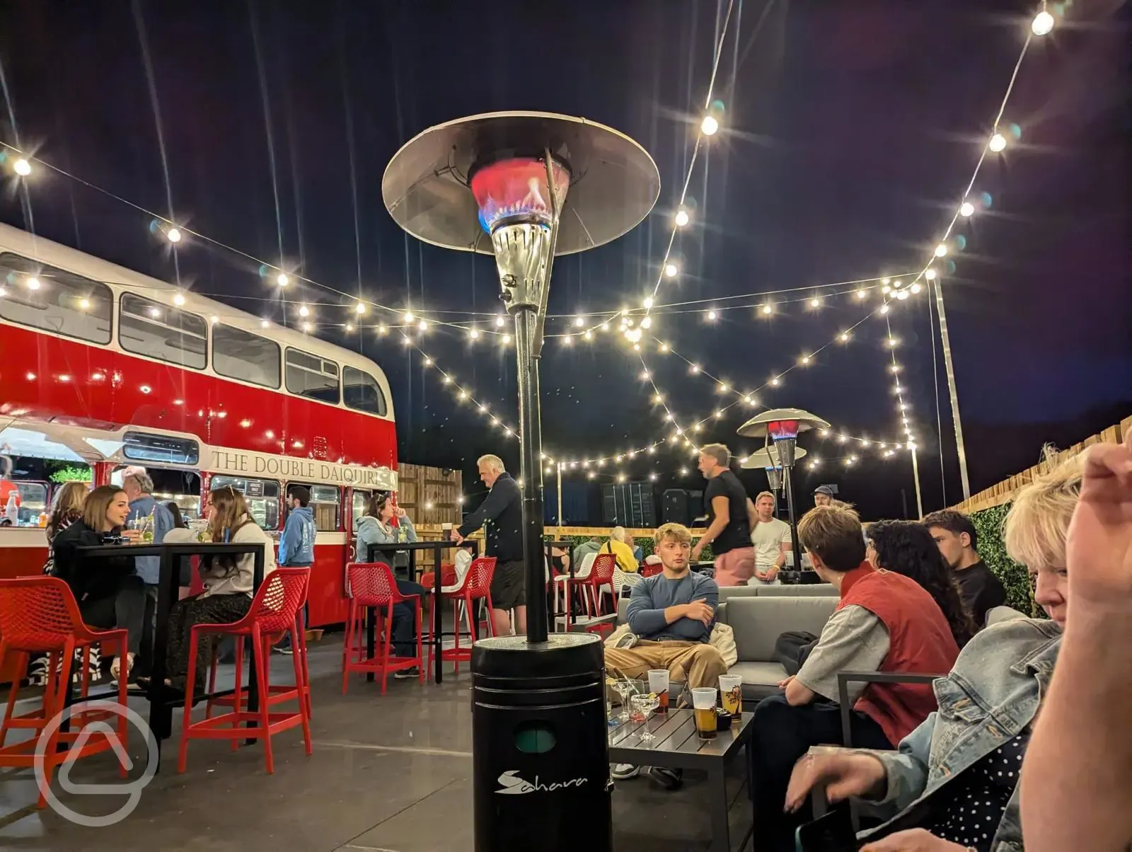 Cocktail bus outdoor seating area