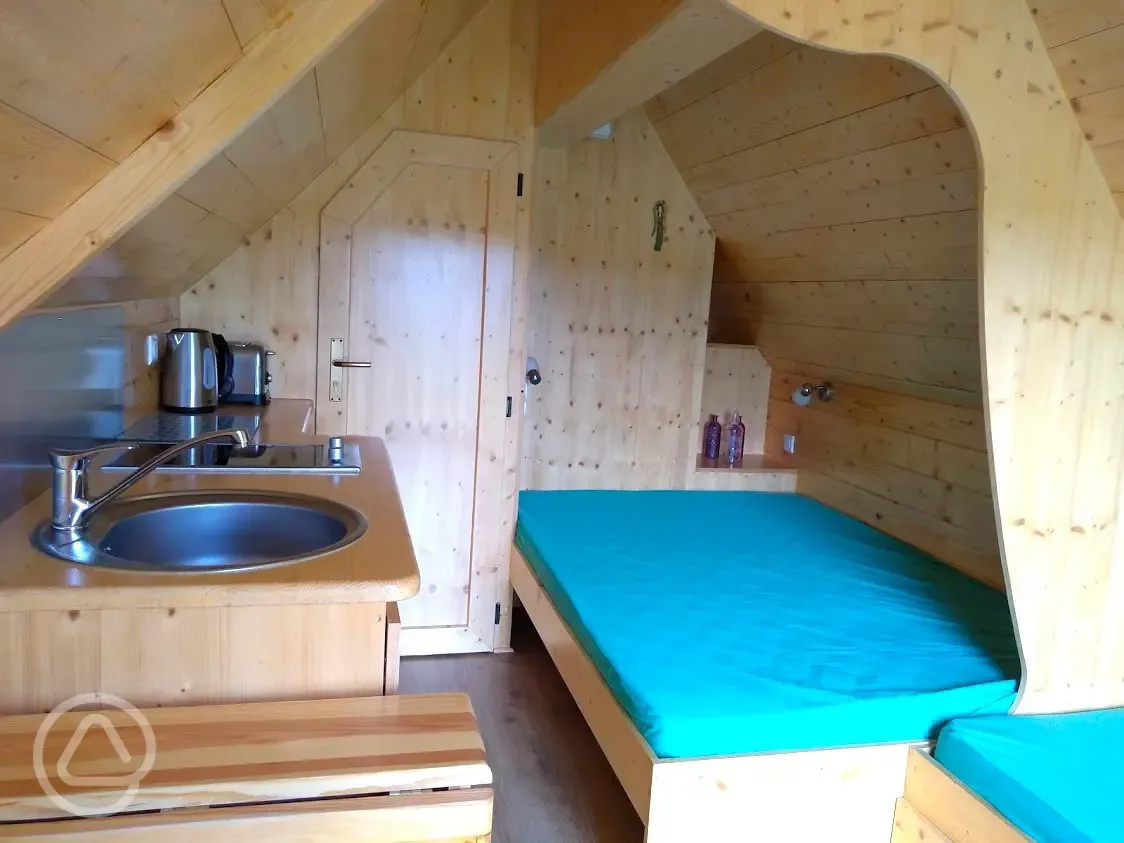 Mini lodge pod interior 