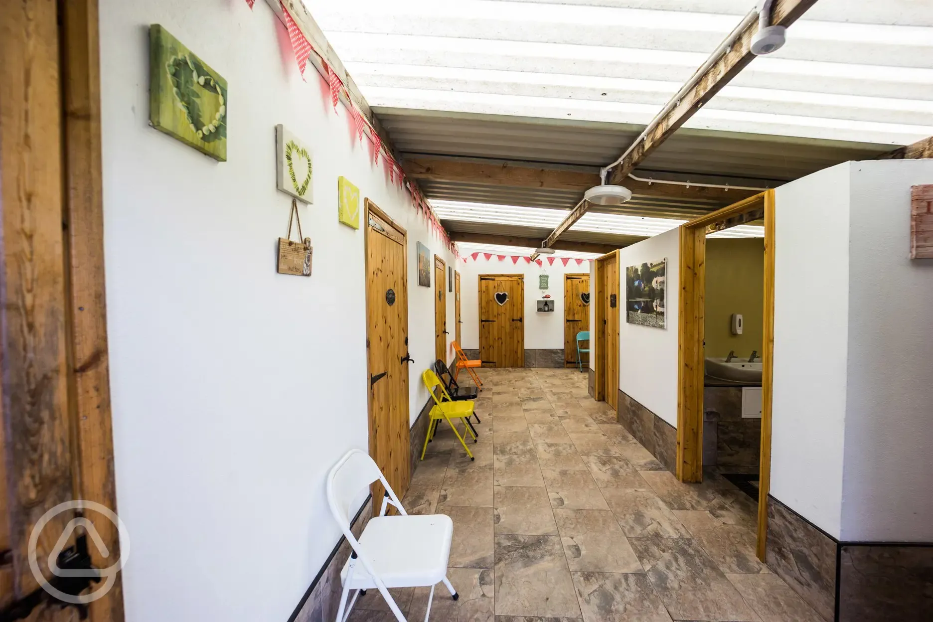 Facilities block with toilet and showers