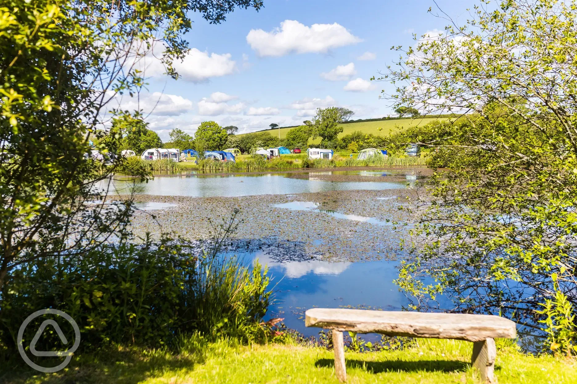 Seating around Carn Springs' lake