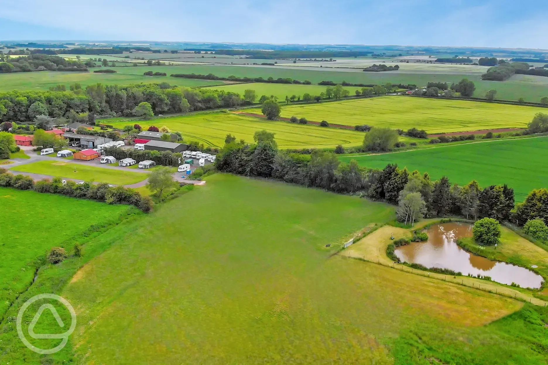 Aerial of the campsite and fishing pond