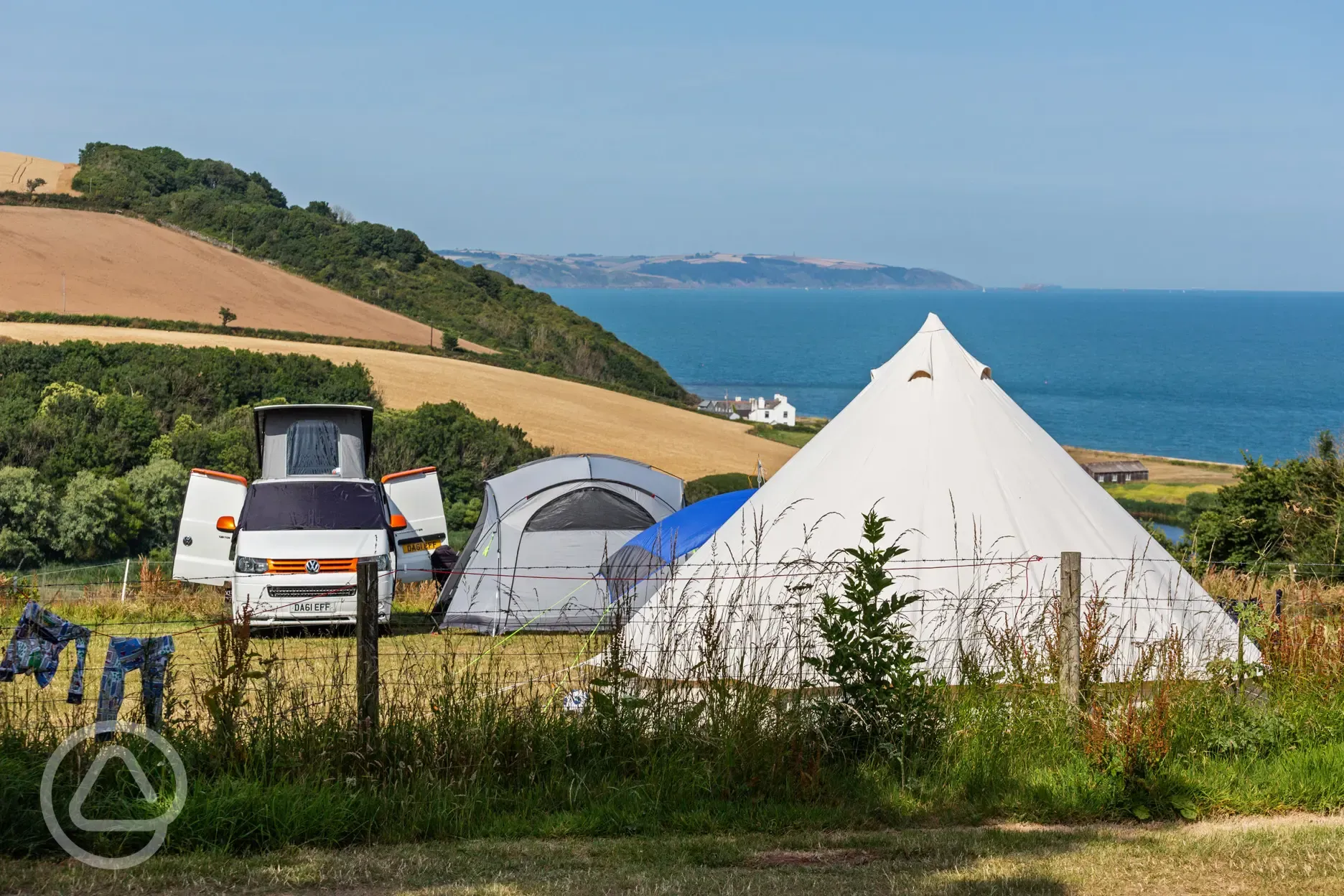 Non electric grass pitches with sea views