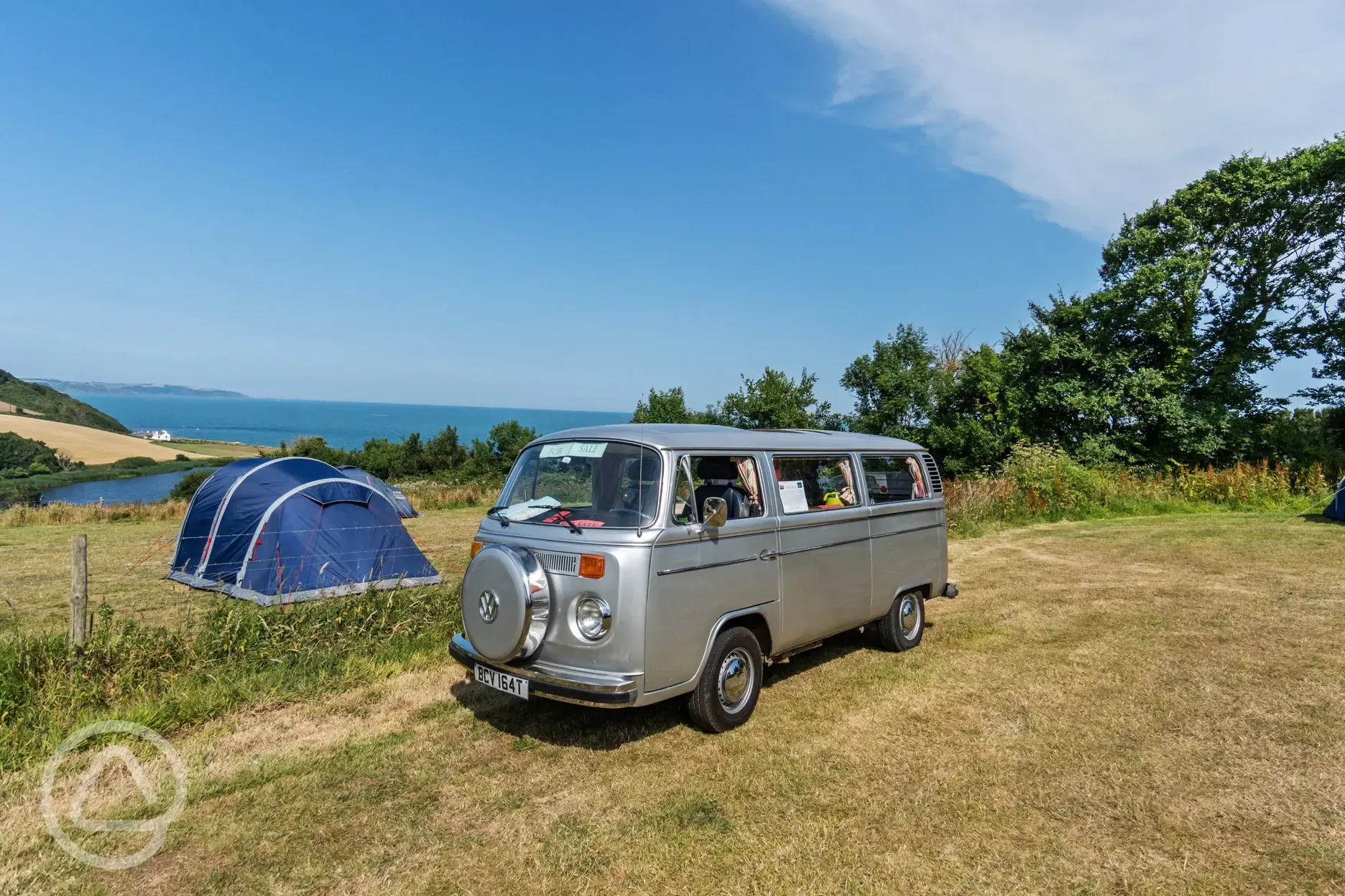 Non electric grass pitches with sea views