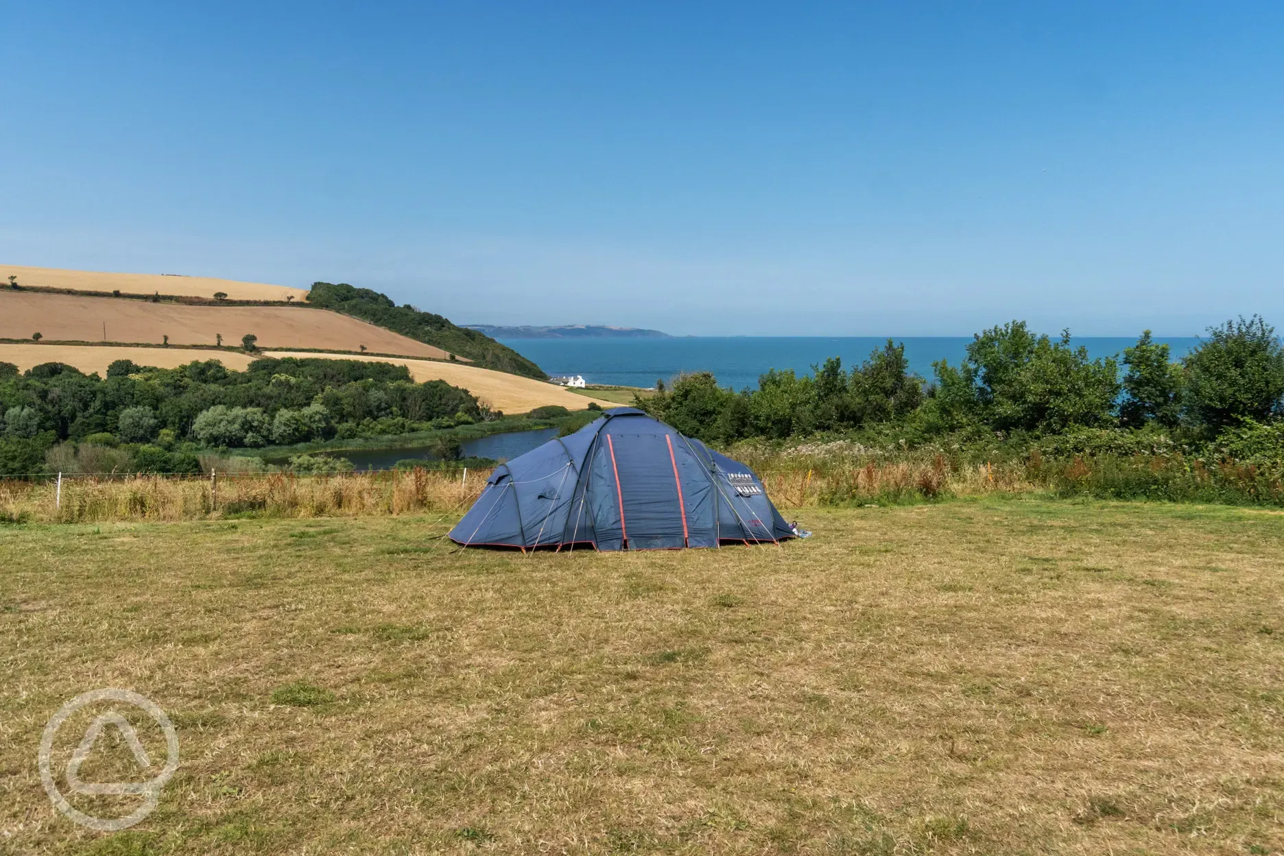Tent pithed with sea views