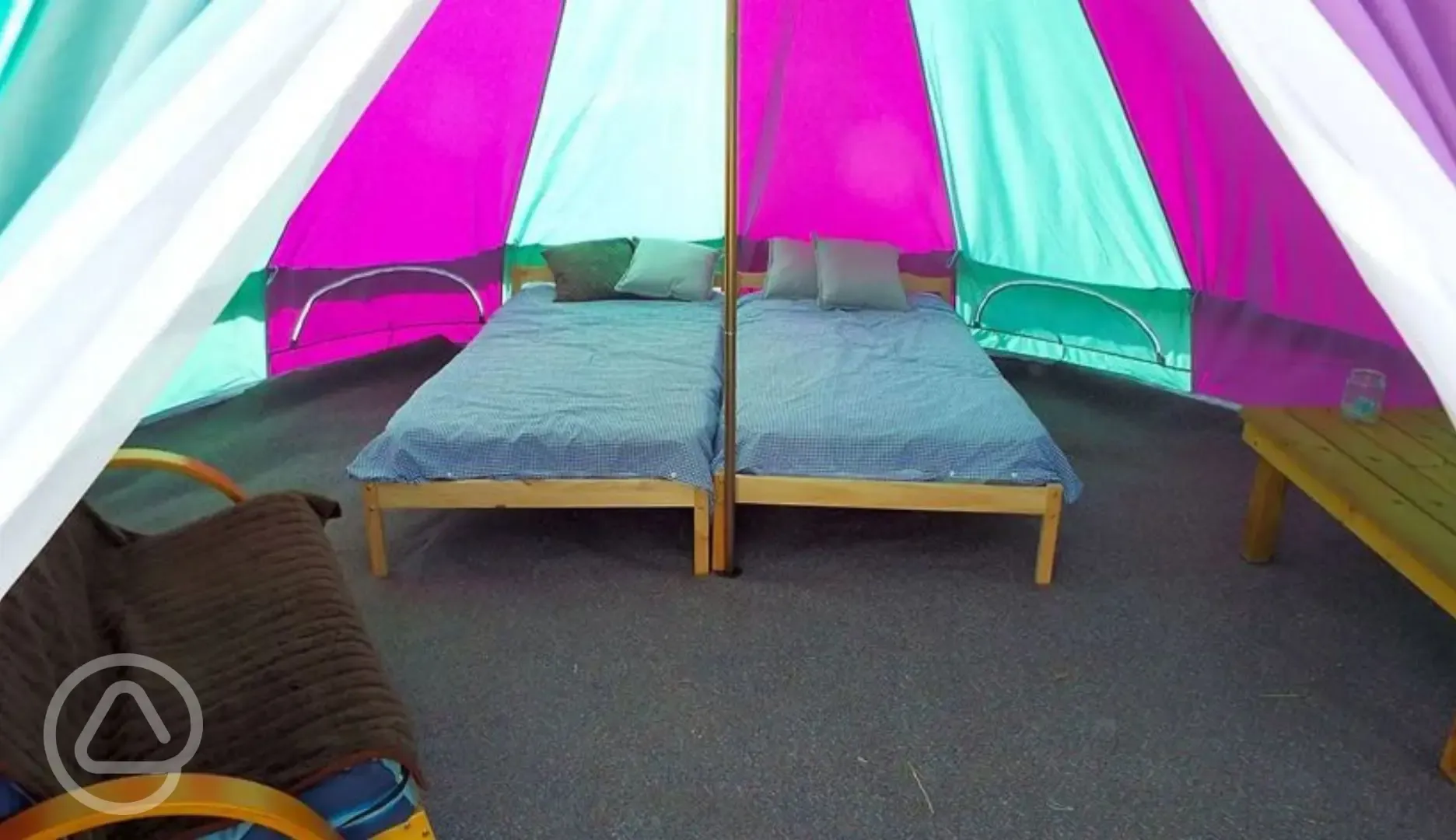 Bed in bell tent 